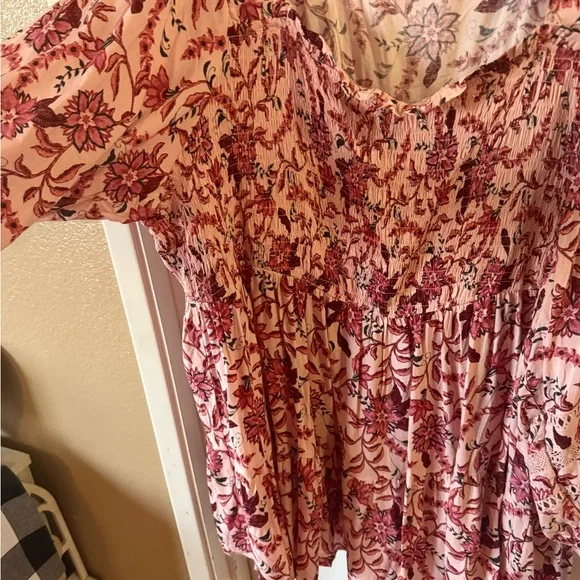 Torrid Woman’s Plus Size Longsleeve Pink Floral Blouse Babydoll Top 4X - Picture 5 of 13